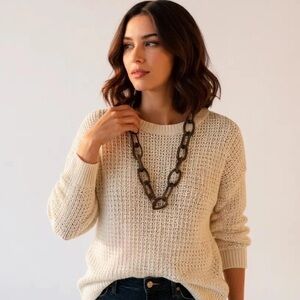 Boutique Black Mesh Large Link 39” Necklace Chain R $49